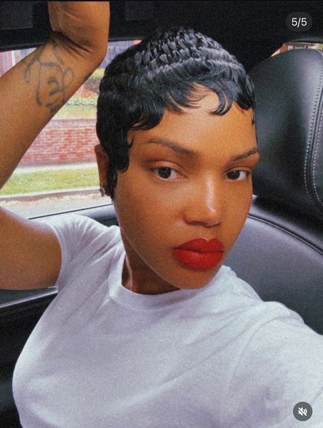 Finger-wave pixie, styled and finished